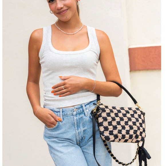 Clare V. black Grosgrain chain frayed ribbon shoulder strap - Picture 4 of 6